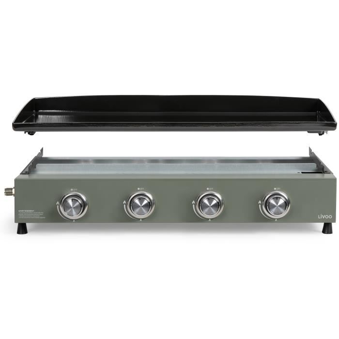 LIVOO DOC325 Gasgrillplatte mit 4 Edelstahlbrennern und 10 kW Gesamtleistung