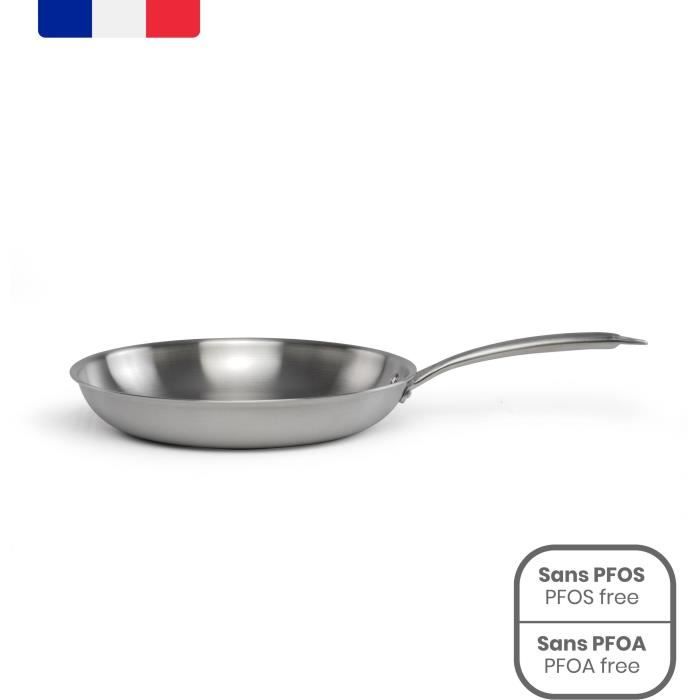 LIVOO MEP157 Frying Pan - 20 cm - Triply Stainless Steel - Suitable for all hobs including induction - Made in France