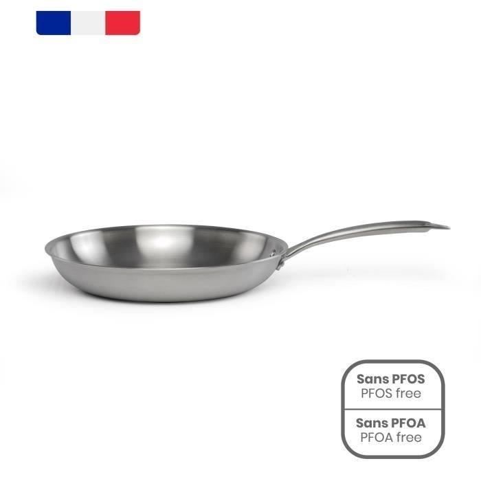 LIVOO MEP158 Frying Pan - 24 cm - Triply Stainless Steel - Suitable for all hobs including induction - Made in France