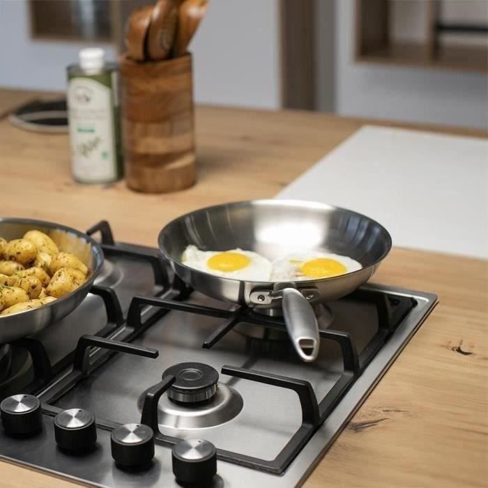 LIVOO MEP158 Frying Pan - 24 cm - Triply Stainless Steel - Suitable for all hobs including induction - Made in France