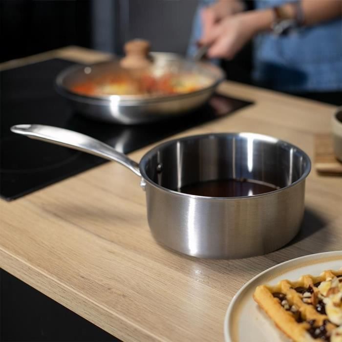 LIVOO MEP160 18 cm Brigade Stainless Steel Saucepan - Triply Stainless Steel - Suitable for All Hobs Including Induction - Made in France