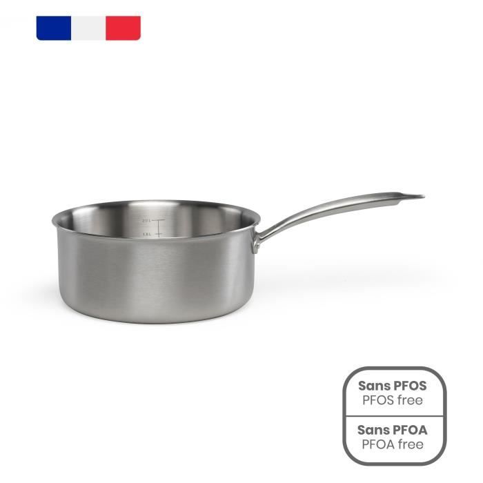 LIVOO 20 cm Brigade Stainless Steel Saucepan - MEP161 - Triply Stainless Steel - Suitable for All Hobs Including Induction - Made in France