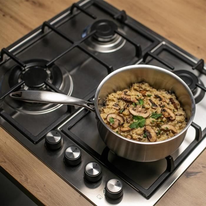 LIVOO 20 cm Brigade Stainless Steel Saucepan - MEP161 - Triply Stainless Steel - Suitable for All Hobs Including Induction - Made in France