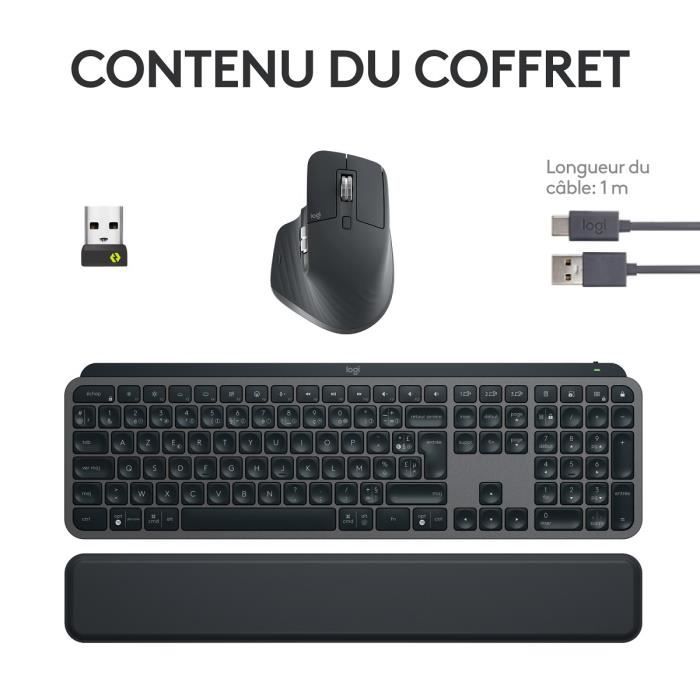 Logitech MX Keys S Wireless Keyboard and Mouse Combo - AZERTY - Backlit - Graphite