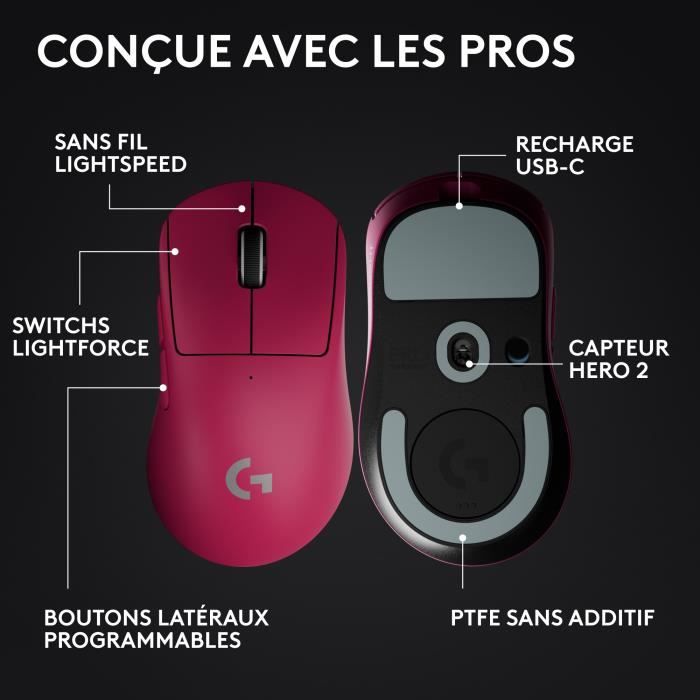 Logitech Gaming Mouse - Wireless - Lightweight - G Pro X Superlight 2 DEX - Pink