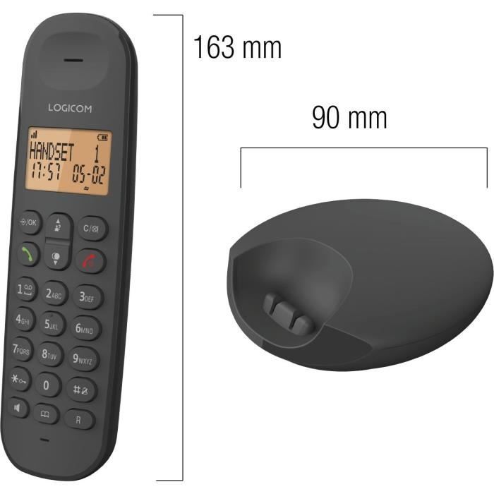 LOGICOM DECT ILOA 150 SOLO Cordless Landline Phone - Black - No Answering Machine