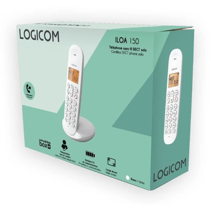 LOGICOM DECT ILOA 150 SOLO Cordless Landline Phone - White - No Answering Machine