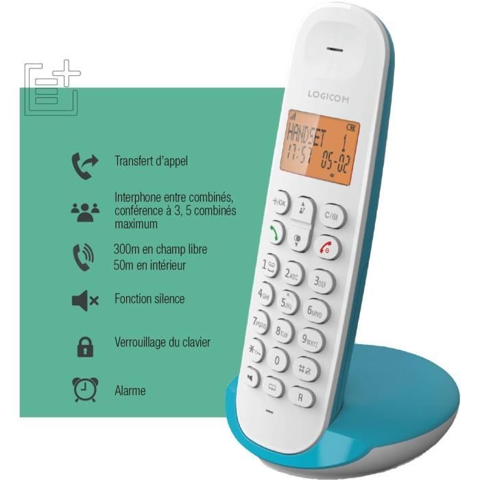 LOGICOM DECT ILOA 150 SOLO Cordless Landline Phone - Turquoise - No Answering Machine