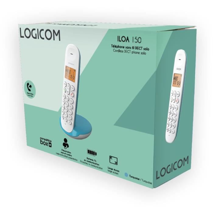 LOGICOM DECT ILOA 150 SOLO Cordless Landline Phone - Turquoise - No Answering Machine