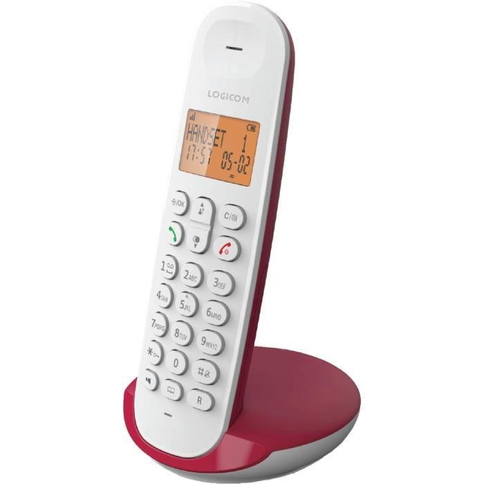LOGICOM Fixed Cordless Telephone DECT ILOA 150 SOLO Raspberry Without Answering Machine