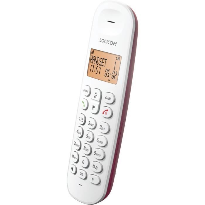 LOGICOM Fixed Cordless Telephone DECT ILOA 150 SOLO Raspberry Without Answering Machine