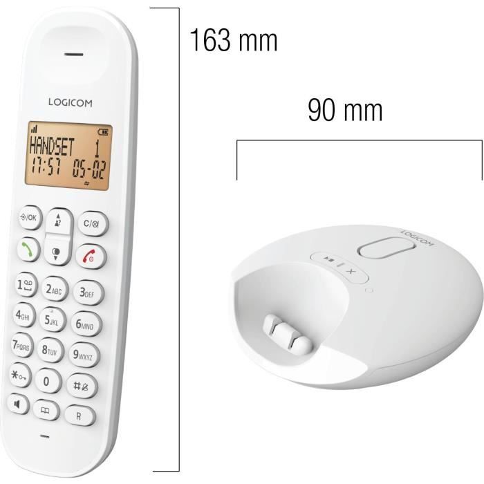 LOGICOM DECT ILOA 155T SOLO Cordless Landline Phone - White - With Answering Machine