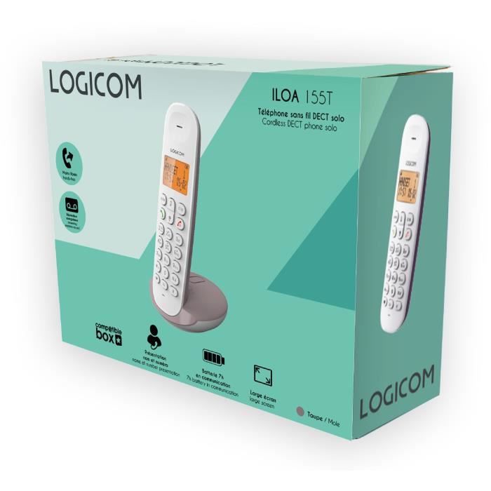 LOGICOM Cordless Phone DECT ILOA 155T SOLO Taupe with Answering Machine