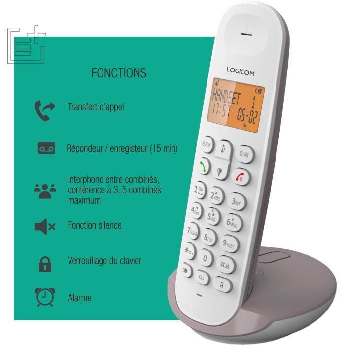 LOGICOM Cordless Phone DECT ILOA 155T SOLO Taupe with Answering Machine
