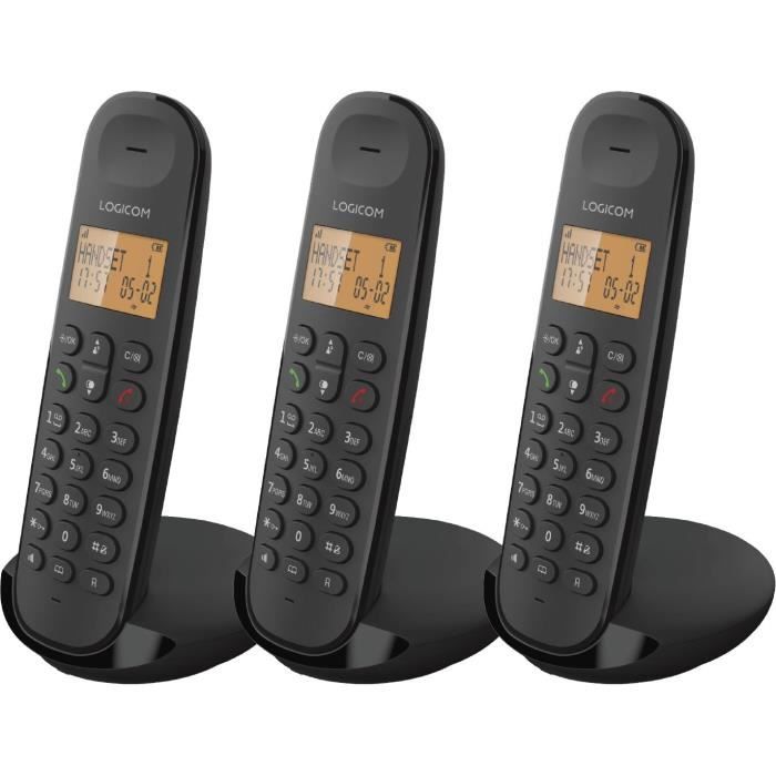 LOGICOM Cordless Phone DECT ILOA 350 TRIO Black No Answering Machine