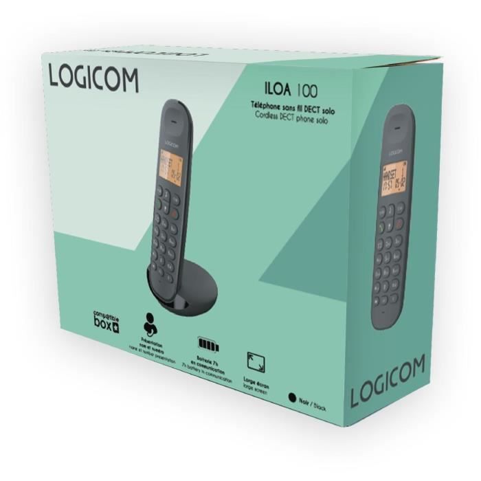 LOGICOM Cordless Landline Phone DECT ILOA 150 SOLO Slate Without Answering Machine