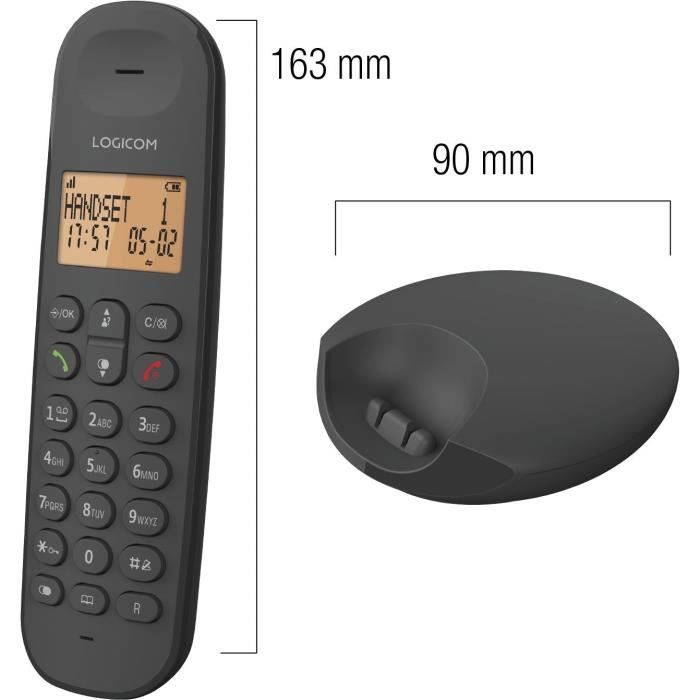 LOGICOM Cordless Landline Phone DECT ILOA 150 SOLO Slate Without Answering Machine
