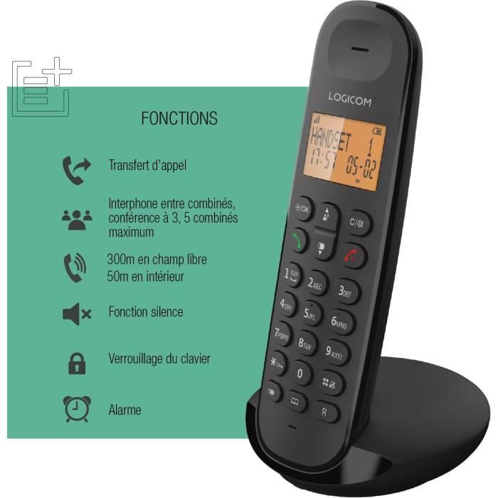 LOGICOM Cordless Landline Phone DECT ILOA 150 SOLO Slate Without Answering Machine