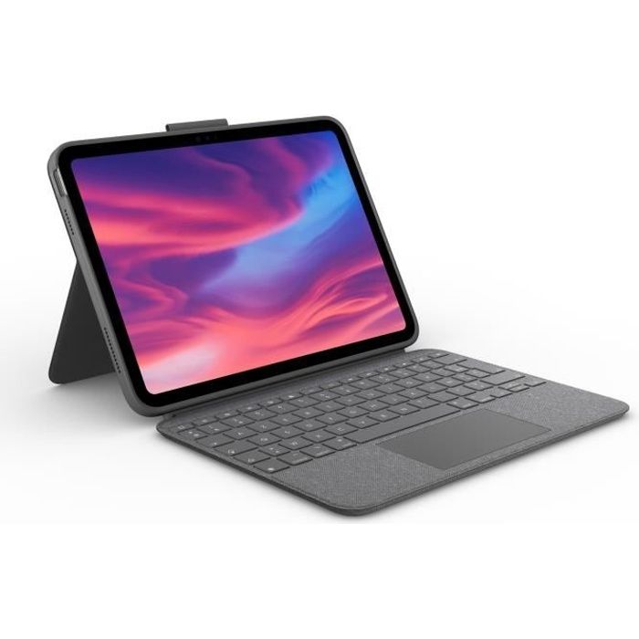 Logitech Combo Touch Keyboard Case - AZERTY - For iPad (10th Generation) - Gray