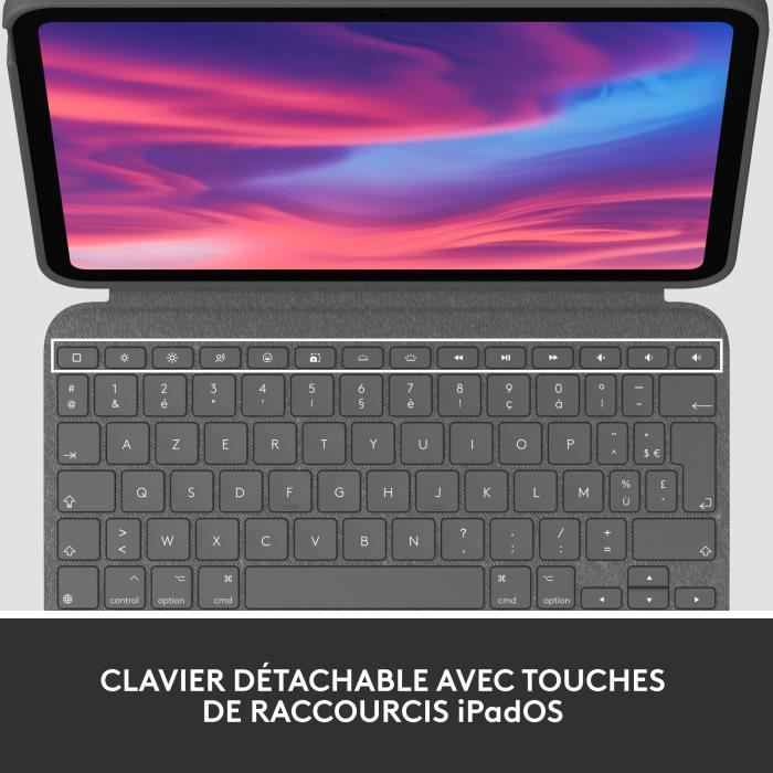 Logitech Combo Touch Keyboard Case - AZERTY - For iPad (10th Generation) - Gray