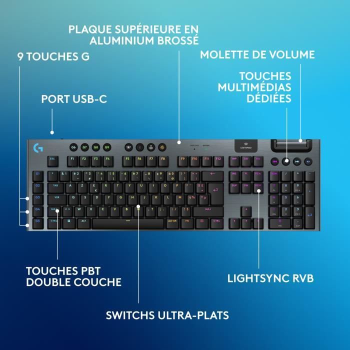 Logitech G915 TKL X Wireless Gaming Keyboard - AZERTY - Linear Switches - Black