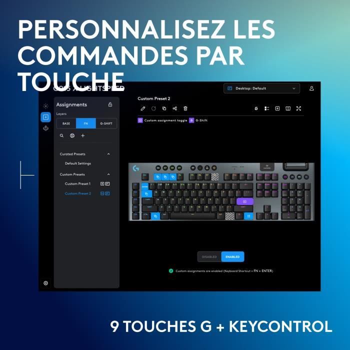 Logitech G915 TKL X Wireless Gaming Keyboard - AZERTY - Linear Switches - Black