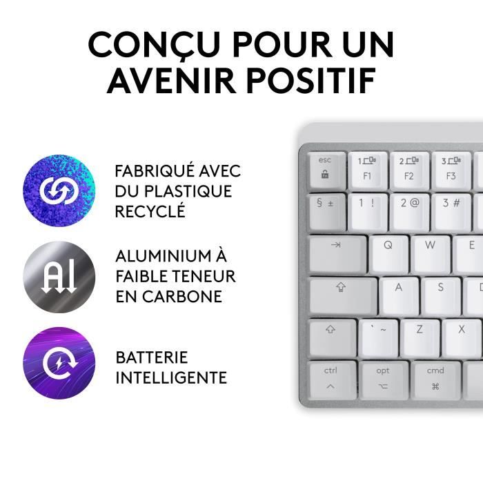 Logitech MX Keys Mini Wireless Keyboard - AZERTY - Backlit - For Mac - Light Gray