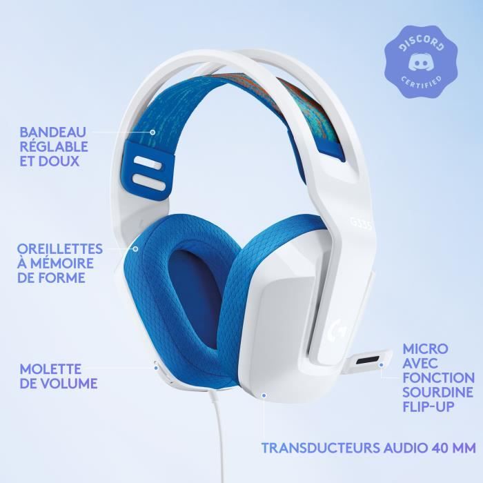 Logitech G G335 Wired Gaming Headset - PS5, PS4, Xbox, Switch, PC - White