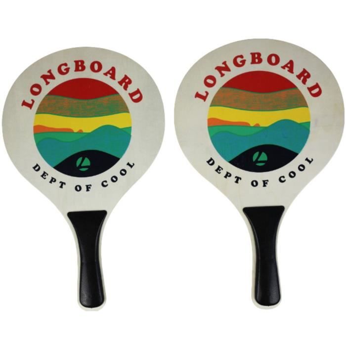 LONGBOARD Beach Racket Set with Wooden Paddles and 1 Ball - Multicoloured - VB1 - Children's