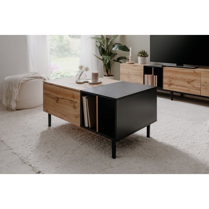 LONA Coffee Table - Rectangular - Artisan Oak/ Black - 100 x 46.5 x 55 cm