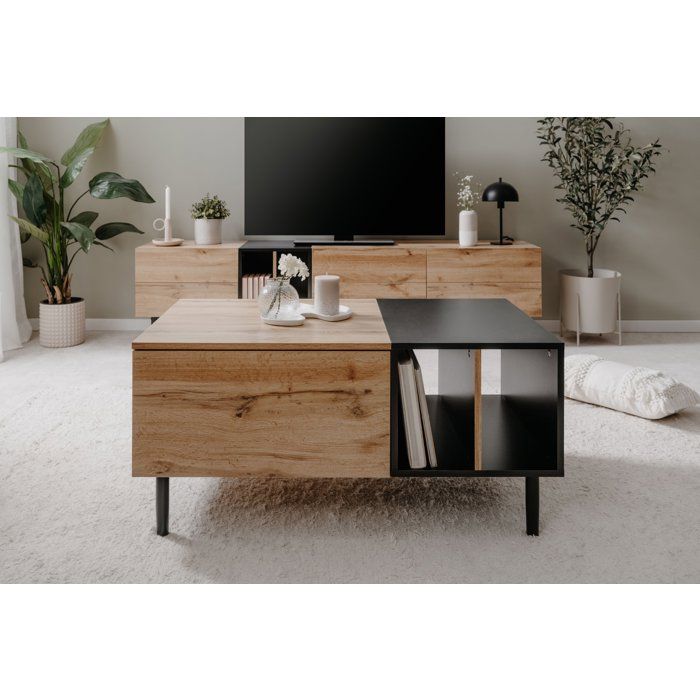 LONA Coffee Table - Rectangular - Artisan Oak/ Black - 100 x 46.5 x 55 cm