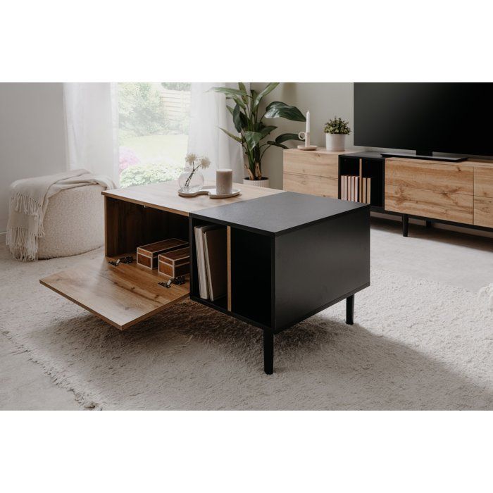 LONA Coffee Table - Rectangular - Artisan Oak/ Black - 100 x 46.5 x 55 cm