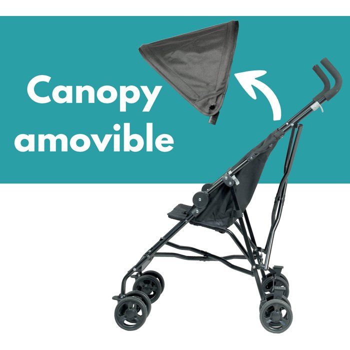 Looping Fixed Stroller with Canopy - Black Heather - For 6 to 36 months