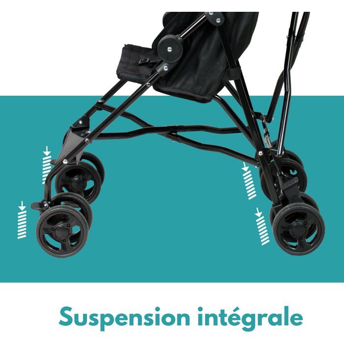 Looping Fixed Stroller with Canopy - Black Heather - For 6 to 36 months
