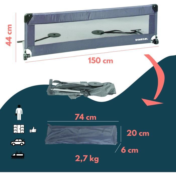 LOOPING Bed Rail BL5003G - Folding - Grey