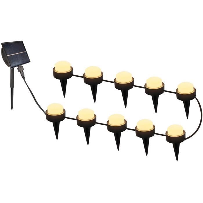 LUMISKY SOLIRAY Set of 10 Mini Solar-Powered Stake Lights - 12 m - Warm White LED - Path Lighting