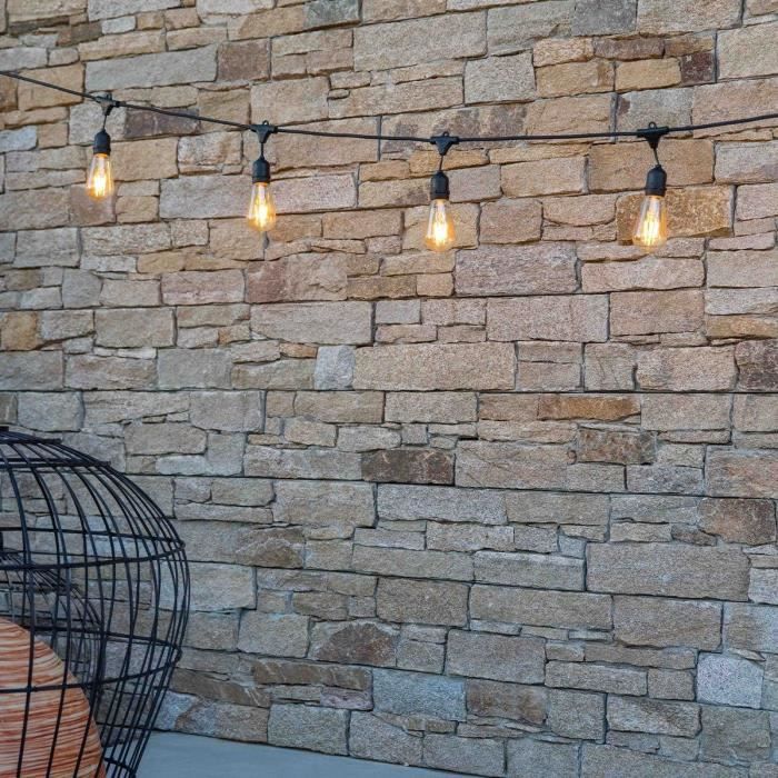 LUMISKY MAFY 20 LIGHT Outdoor String Lights - 10 m - 20 Vintage Filament Bulbs - Warm White LED E27