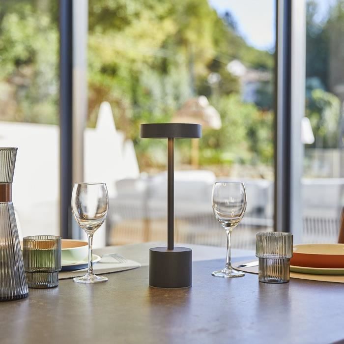 LUMISKY Wireless Table Lamp - ROBY - Touch - Aluminum - Dark Gray - LED