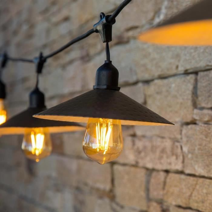 LUMISKY Outdoor Solar String Lights - VINTY LIGHT SOLAR - 6 m - 10 Filament Bulbs - Warm White LED