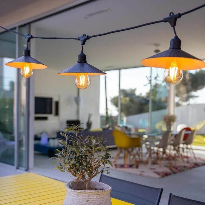 LUMISKY Outdoor Solar String Lights - VINTY LIGHT SOLAR - 6 m - 10 Filament Bulbs - Warm White LED
