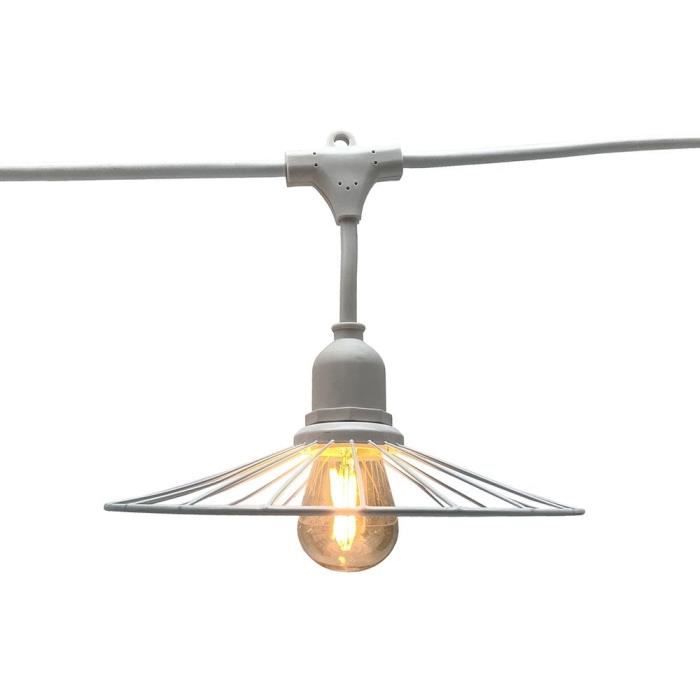 LUMISKY Outdoor String Lights - CHIC WHITE LIGHT - 6 m - 10 Filament Bulbs - E27 - Warm White LED