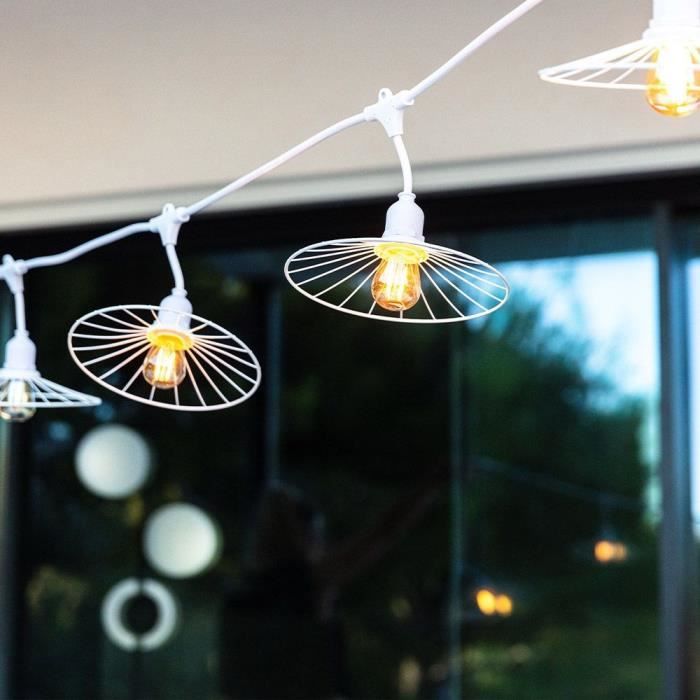 LUMISKY Outdoor String Lights - CHIC WHITE LIGHT - 6 m - 10 Filament Bulbs - E27 - Warm White LED