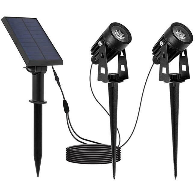 LUMISKY ROUNDY 2-in-1 Solar Spotlights for Stake or Wall Mounting - H27 cm - Cool White LED