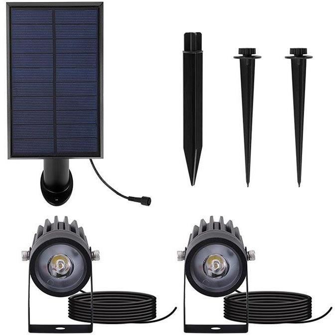 LUMISKY ROUNDY 2-in-1 Solar Spotlights for Stake or Wall Mounting - H27 cm - Cool White LED