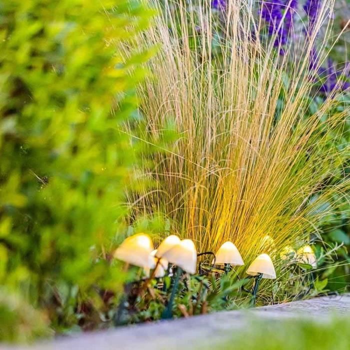 LUMISKY Mini Solar Mushroom Stake Lights - CHAMPY - 3.8 m - 10 Warm White LEDs