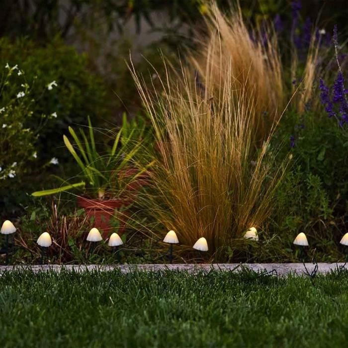 LUMISKY Mini Solar Mushroom Stake Lights - CHAMPY - 3.8 m - 10 Warm White LEDs