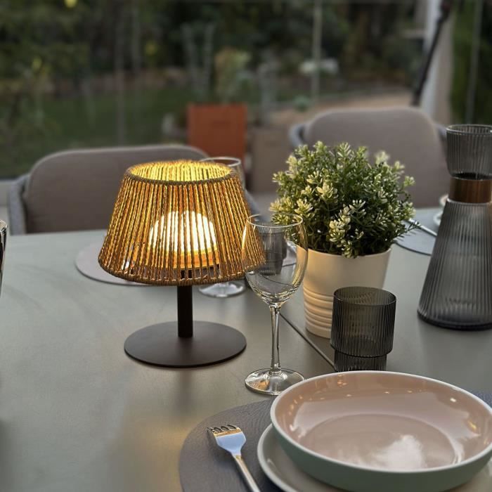 LUMISKY STANDY MINI RAFFY Wireless Table Lamp - H22 cm - Natural Raffia