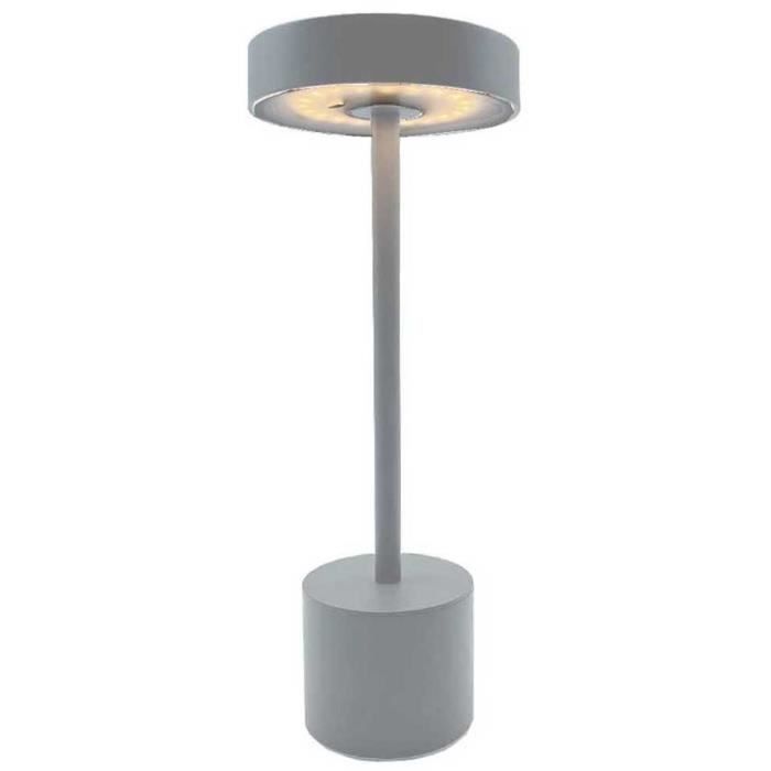 LUMISKY ROBY GREY Wireless Table Lamp - H30 cm - Aluminum Touch Switch - Light Grey - LED