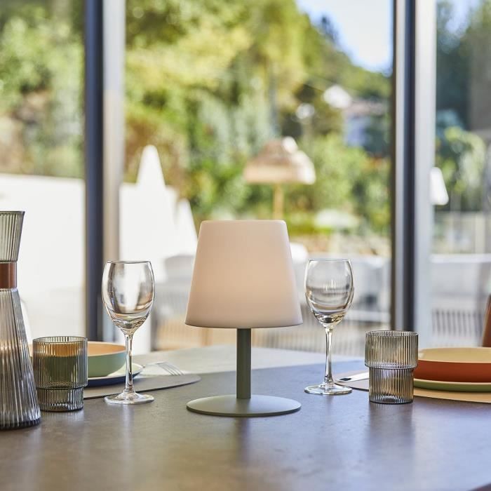 LUMISKY STANDY MINI Wireless Table Lamp - H25 cm - Olive Green Steel Base - Warm White and White LED