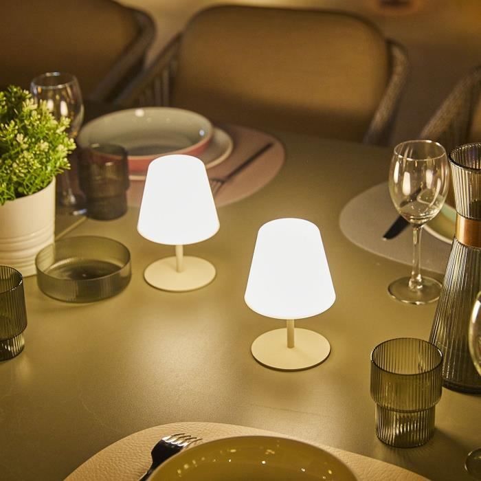 LUMISKY Set of 2 Wireless Table Lamps - TWINS - Cream - 16 cm - LED H16